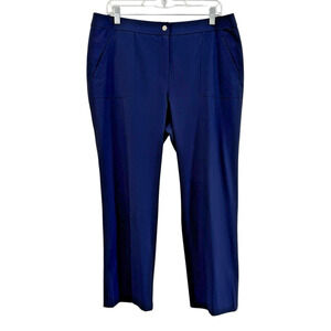 Weekends by Chicos Sz 2 US L 12 Navy Blue Snap Button Pants Casual Stretch Comfy